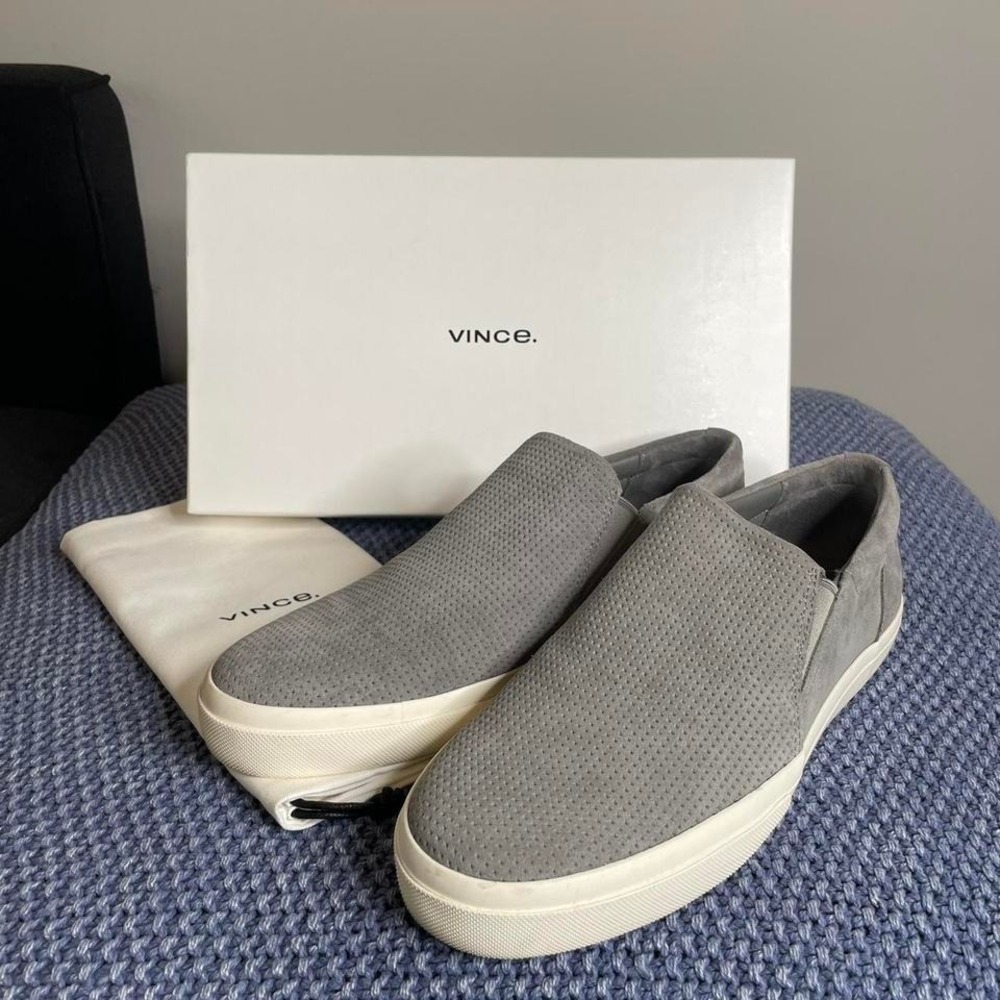 Vince‎ grey suede slip-on sneakers. Size 10